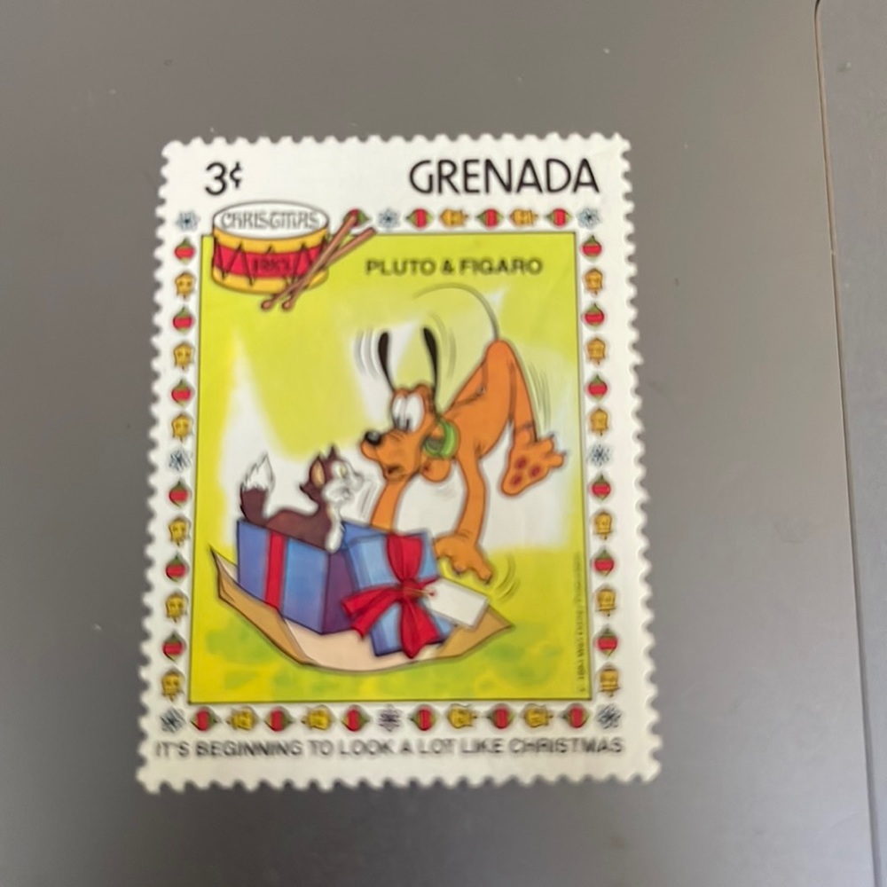 3 cent 1983 Grenada stamp. Pluto and Figaro. Un cancelled